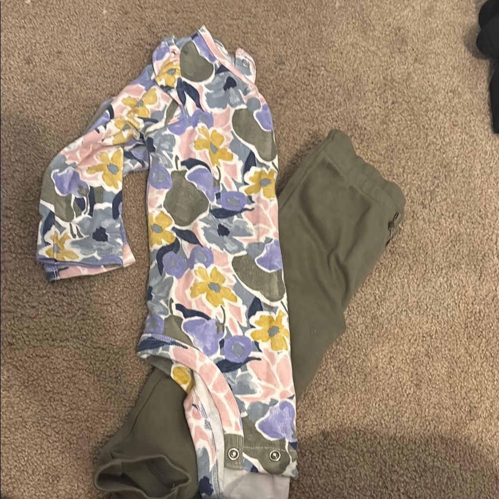 Floral Baby Onesie with Olive Pants